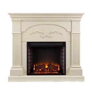 SEI Furniture Salerno Electric Fireplace in Ivory