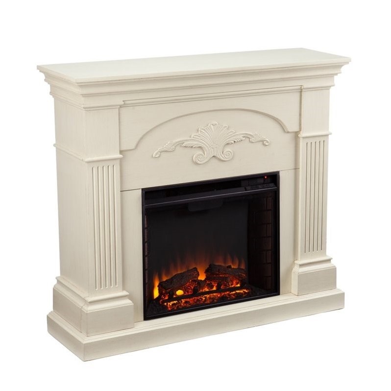 SEI Furniture Salerno Electric Fireplace in Ivory