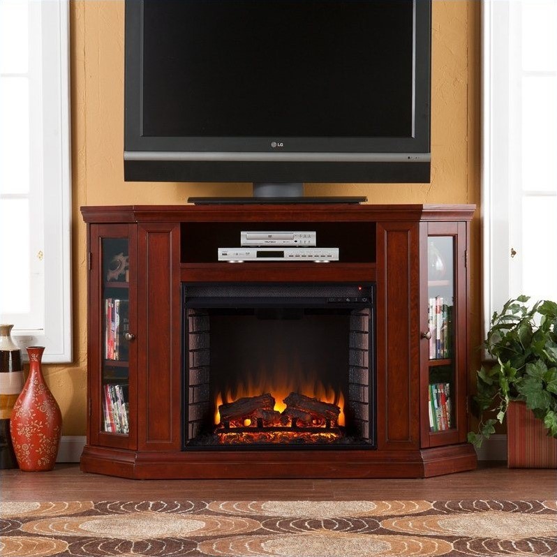 SEI Furniture Ponoma Convertible Electric Fireplace Cherry
