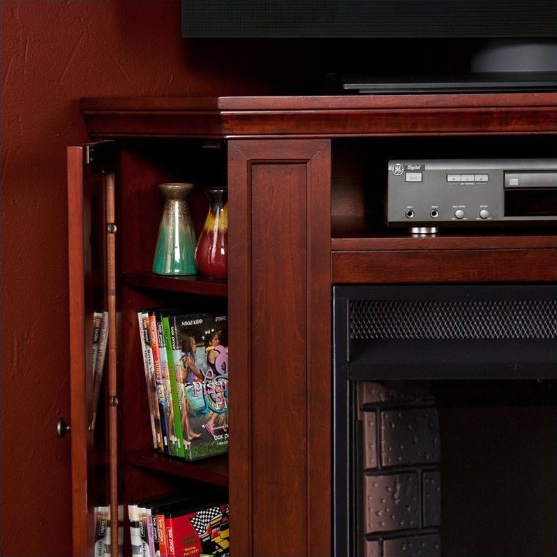 SEI Furniture Ponoma Convertible Electric Fireplace Cherry
