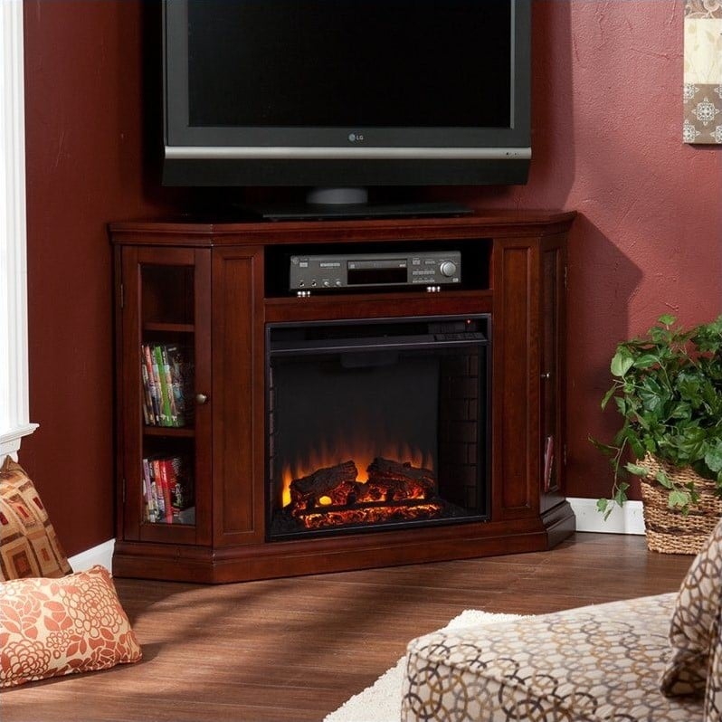 SEI Furniture Ponoma Convertible Electric Fireplace Cherry