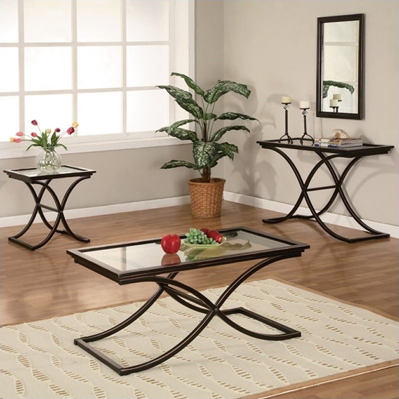 SEI Furniture Vogue Black Coffee Table with Glass Top