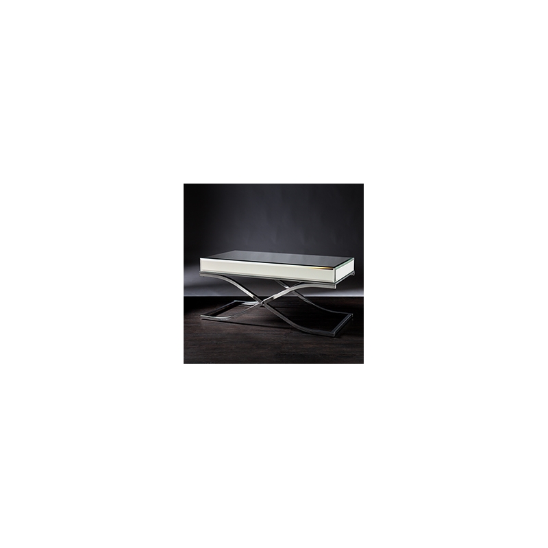 Southern Enterprises Ava Mirrored Metal Coffee Table in Silver
