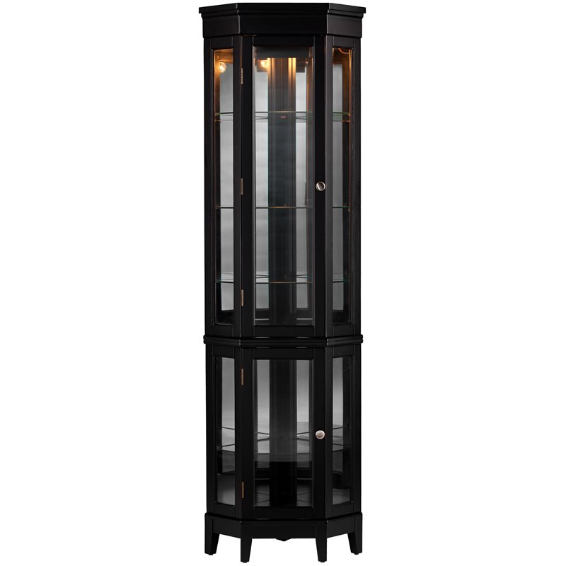 SEI Furniture Essex Corner Curio in Black
