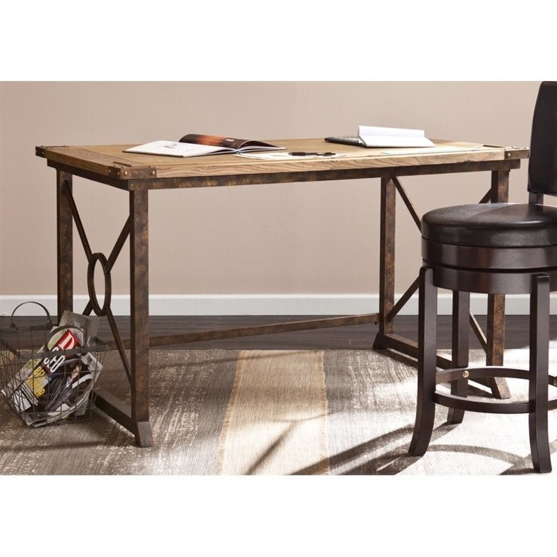 SEI Furniture Knightley Tilt-Top Drafting Table in Oak