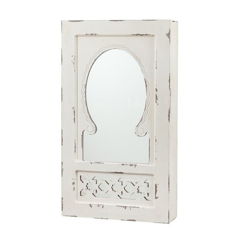 SEI Furniture Wall Mount Jewelry Armoire in Antique White