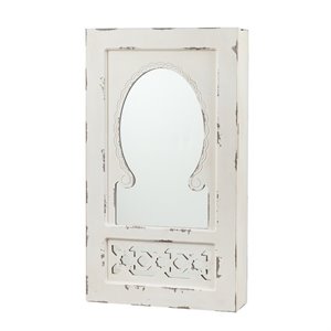 SEI Furniture Wall Mount Jewelry Armoire in Antique White