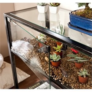 SEI Furniture Terrarium Display Console in Black and Silver