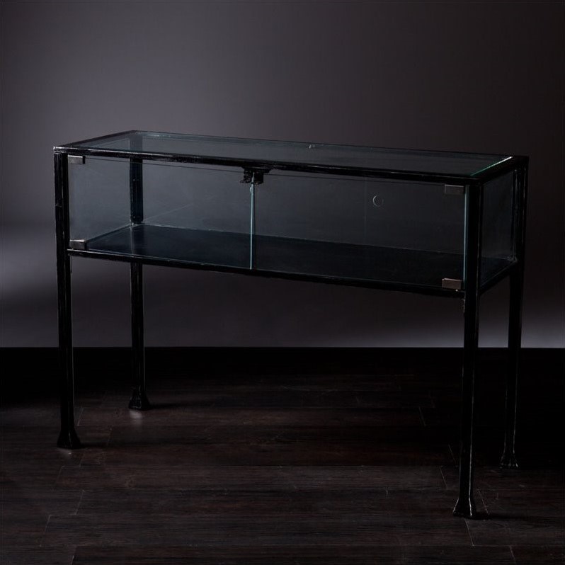 SEI Furniture Terrarium Display Console in Black and Silver