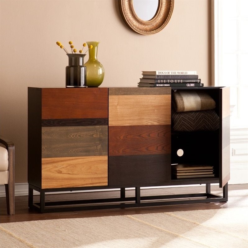SEI Furniture Harvey Console Table in Wood and Black