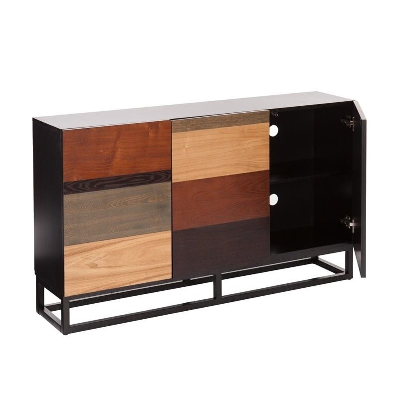SEI Furniture Harvey Console Table in Wood and Black