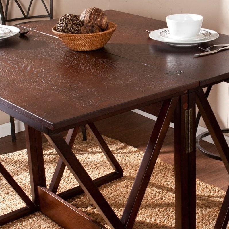 SEI Furniture Derby Flip-Top Counter Dining Table in Espresso