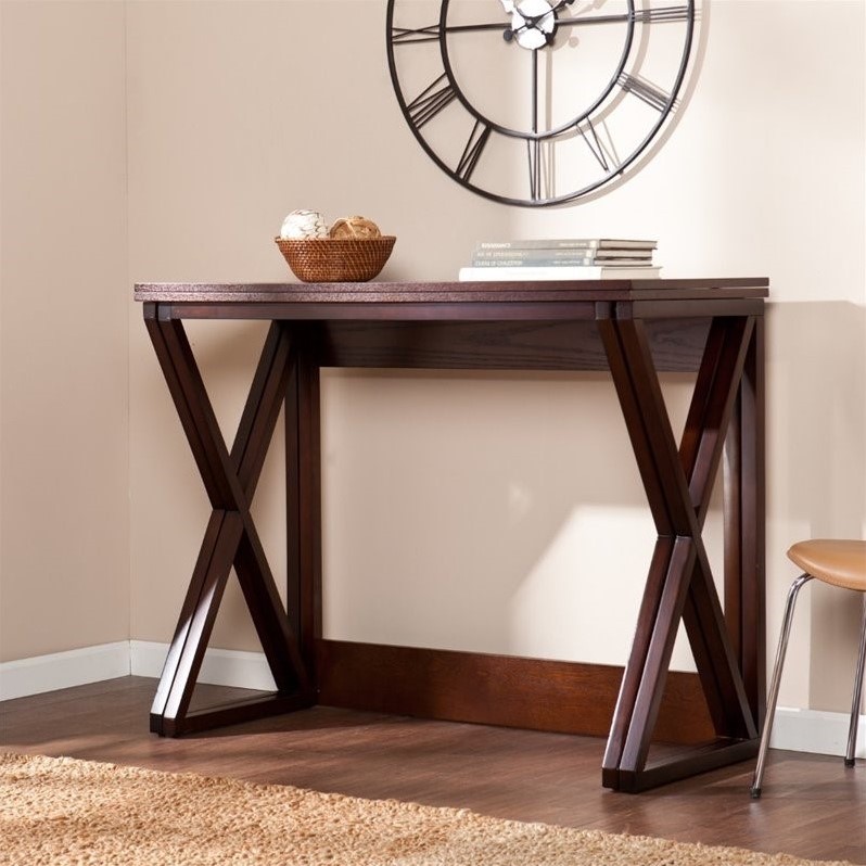 SEI Furniture Derby Flip-Top Counter Dining Table in Espresso