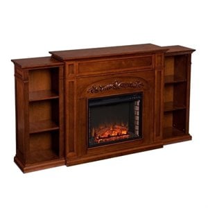 SEI Furniture Chantilly Bookcase Electric Fireplace in Oak