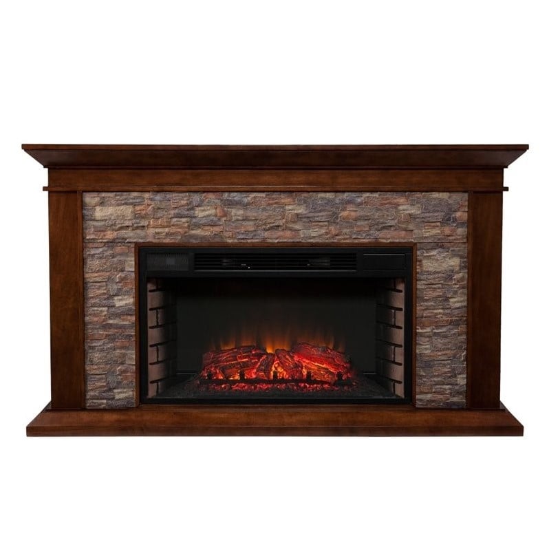 SEI Furniture Canyon Heights Electric Fireplace in Maple