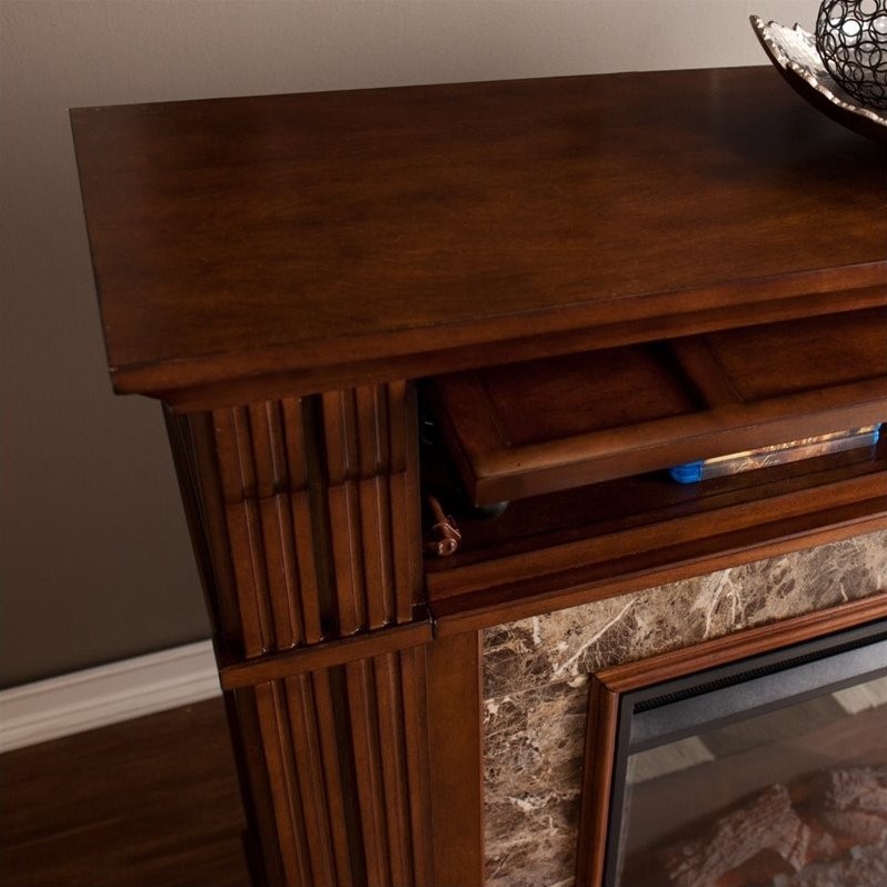 SEI Furniture Highgate Electric Media Fireplace in Maple