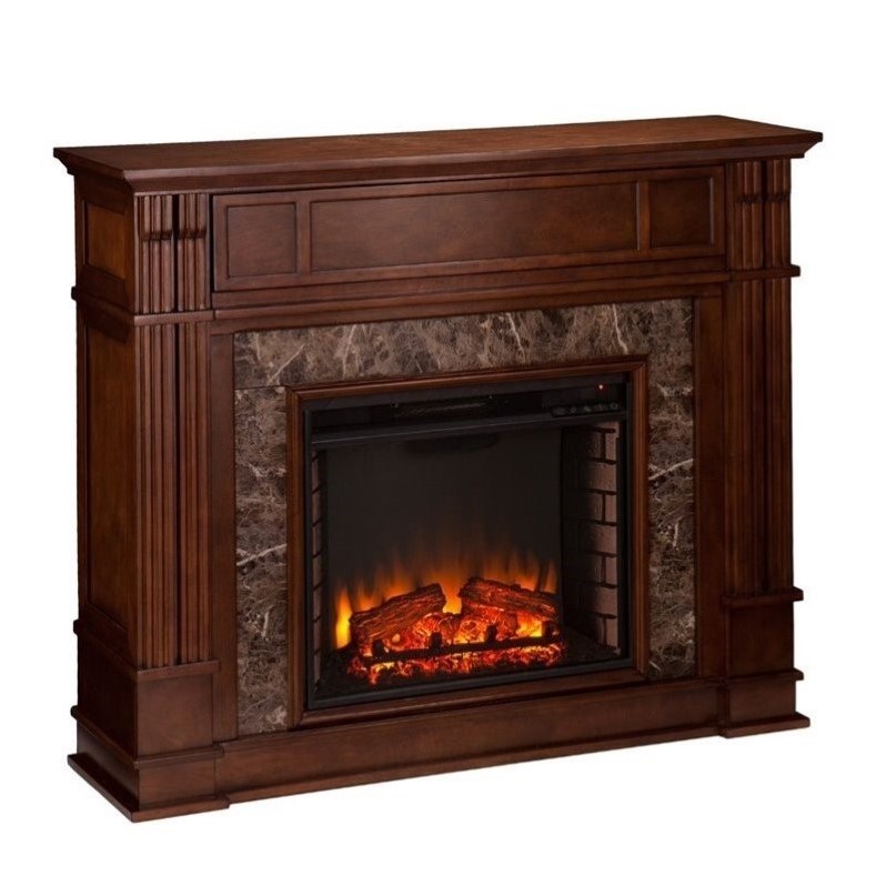 SEI Furniture Highgate Electric Media Fireplace in Maple