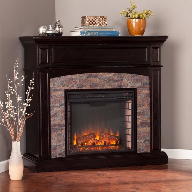 SEI Furniture Grantham Electric Media Fireplace in Ebony