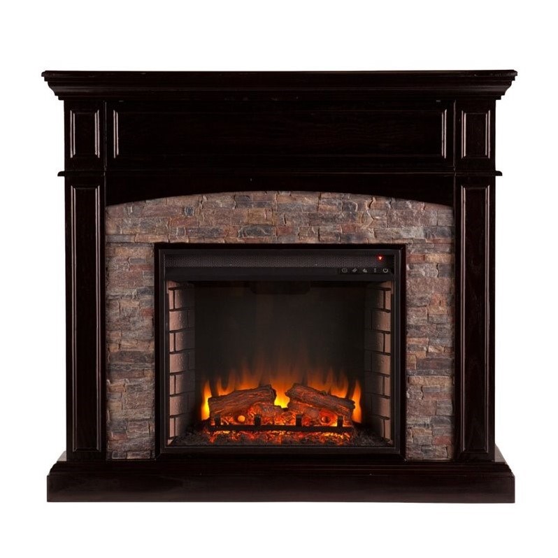 SEI Furniture Grantham Electric Media Fireplace in Ebony
