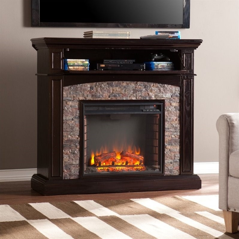 SEI Furniture Grantham Electric Media Fireplace in Ebony