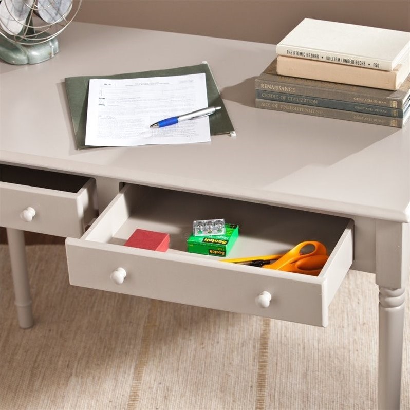 SEI Furniture Janice 2-Drawer Writing Desk in Gray