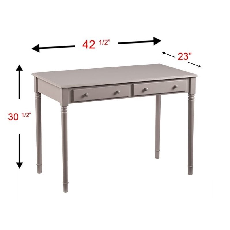 SEI Furniture Janice 2-Drawer Writing Desk in Gray
