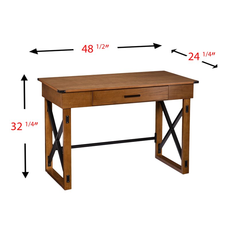 SEI Furniture Canton Height Adjustable Desk in Glazed Pine