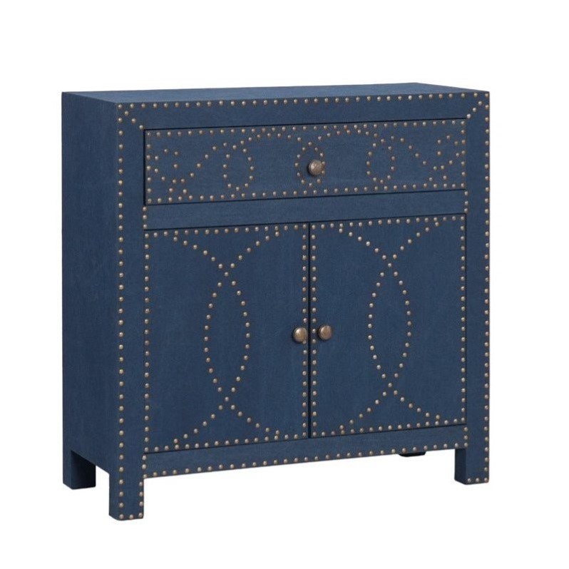 SEI Furniture Florian Double-Door Accent Chest in Soft Navy