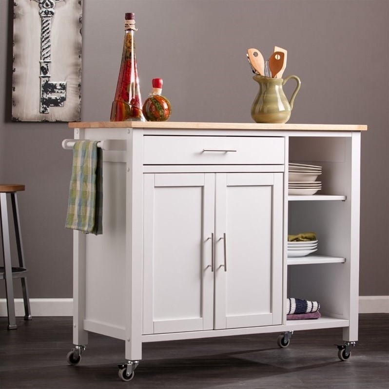 SEI Furniture Martinville Kitchen Cart in White