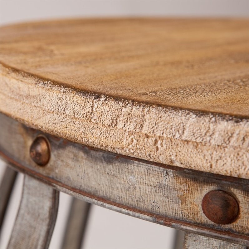 SEI Furniture Mencino Accent Table in Weathered Fir and Silver