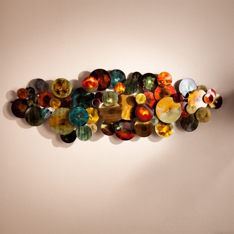 SEI Furniture Longavi Metal Wall Sculpture in Multi-Color Glaze