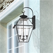 Livex Lighting Westover 3-Light Brass & Glass Outdoor Wall Lantern in Black