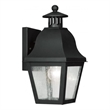 Livex Lighting Amwell 1-Light Outdoor Brass Wall Lantern in Black