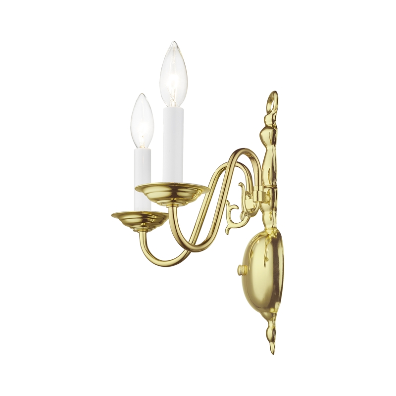 Livex Lighting Williamsburgh 2-Light Metal Wall Sconce in Polished Brass