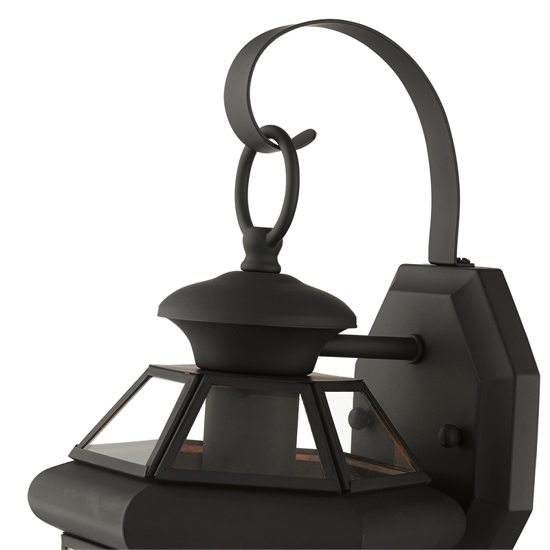 Livex Lighting Monterey 1-Light 60W Brass Outdoor Wall Lantern in Black