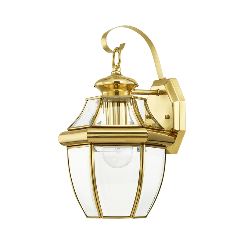 Livex Lighting Monterey 1-Light 100W Brass Outdoor Wall Lantern in Brass