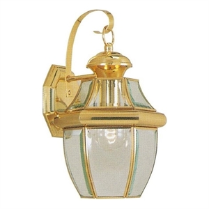 Livex Lighting Monterey 1-Light 100W Brass Outdoor Wall Lantern in Brass