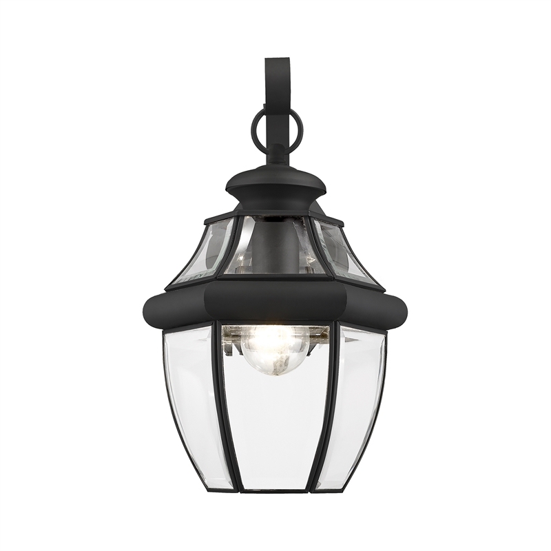 Livex Lighting Monterey 1-Light 100W Brass Outdoor Wall Lantern in Black