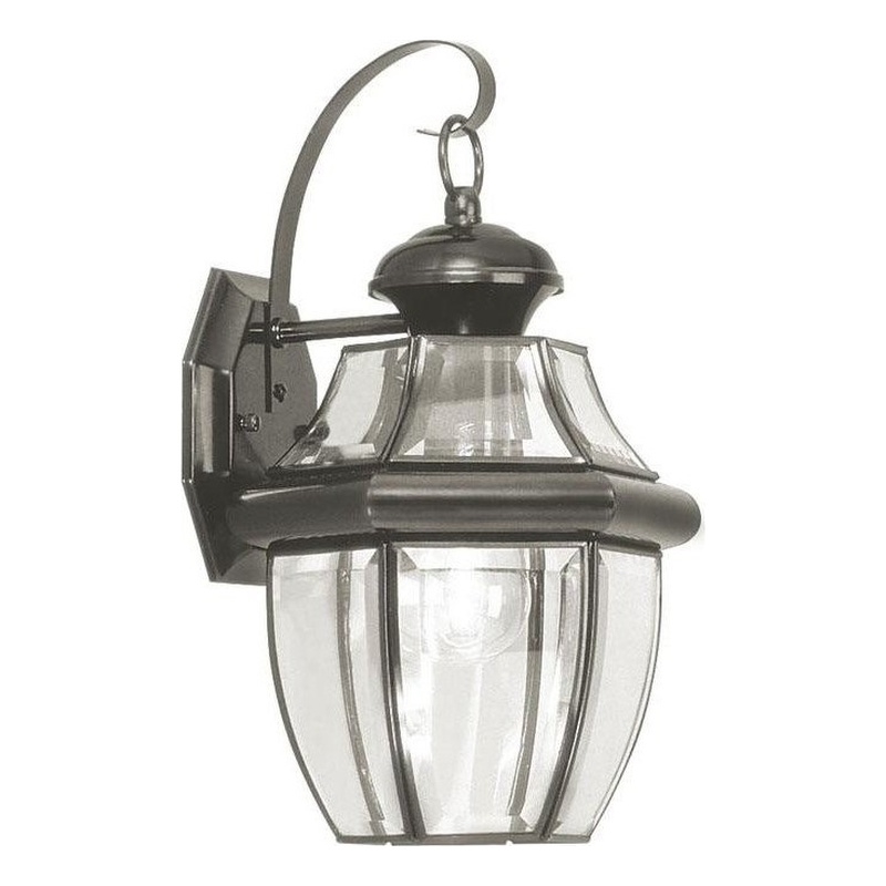 Livex Lighting Monterey 1-Light 100W Brass Outdoor Wall Lantern in Black