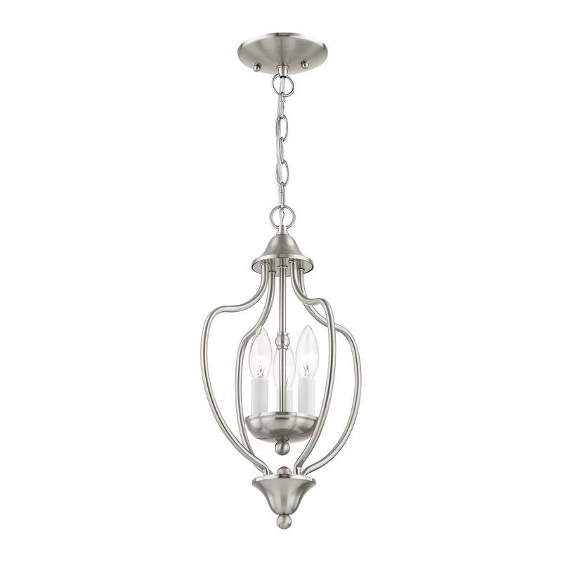 Livex Lighting Home Basics 3 Light Brushed Nickel Chain Hang/Ceiling Mount
