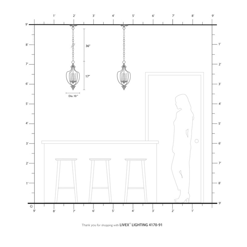 Livex Lighting Home Basics 3 Light Brushed Nickel Chain Hang/Ceiling Mount