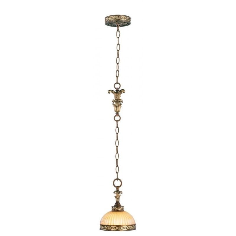 Livex Lighting Seville Mini Pendant in Palacial Bronze with Gilded Accents