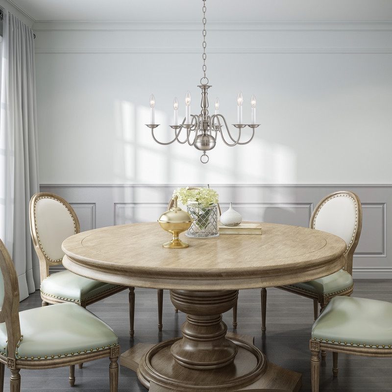 Livex Lighting Williamsburgh 6 Light Brushed Nickel Chandelier