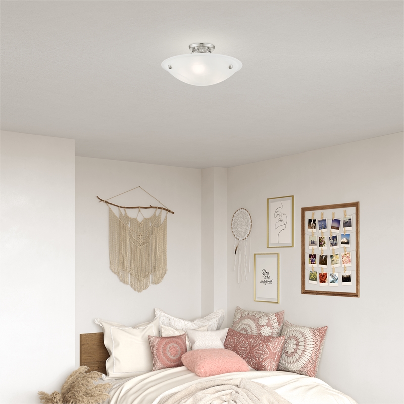 Livex Lighting Oasis 3-Light Contemporary Metal Ceiling Mount in Brushed Nickel