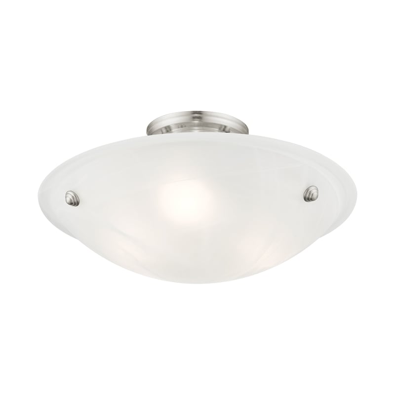 Livex Lighting Oasis 3-Light Contemporary Metal Ceiling Mount in Brushed Nickel