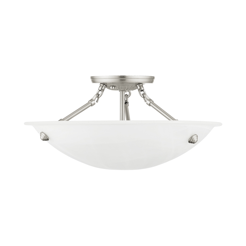 Livex Lighting Oasis 3-Light Contemporary Metal Ceiling Mount in Brushed Nickel