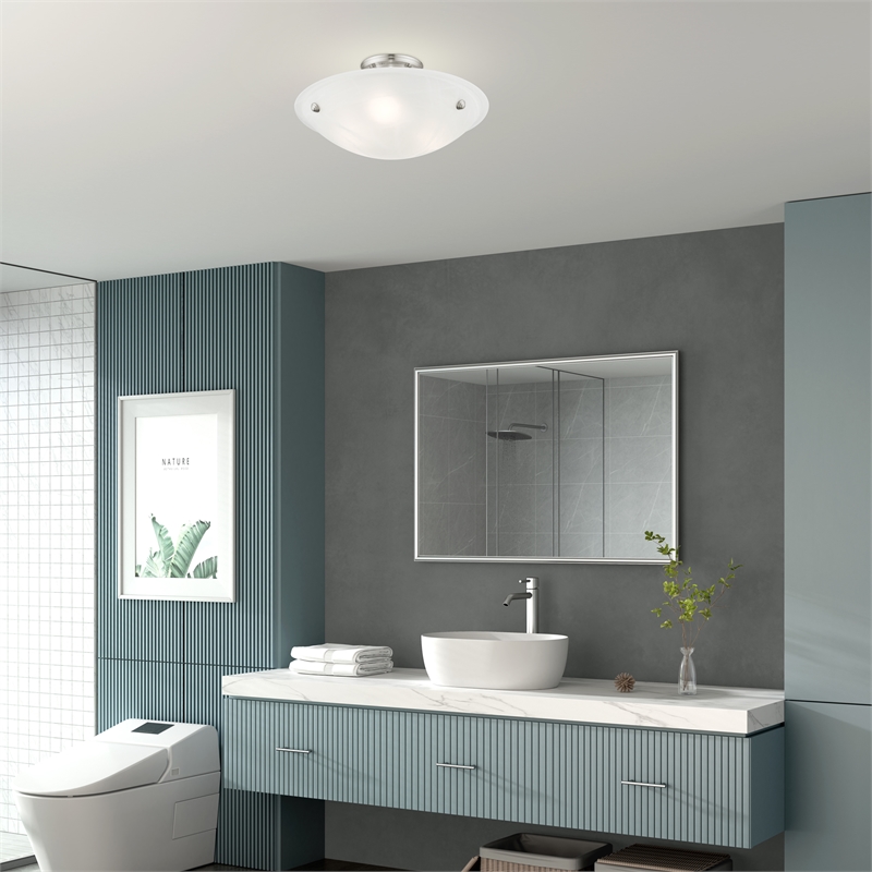 Livex Lighting Oasis 3-Light Contemporary Metal Ceiling Mount in Brushed Nickel