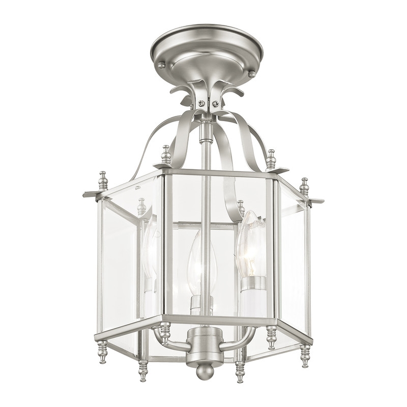 Livex Lighting Livingston 3 Light Brushed Nickel Chain Hang/Ceiling Mount
