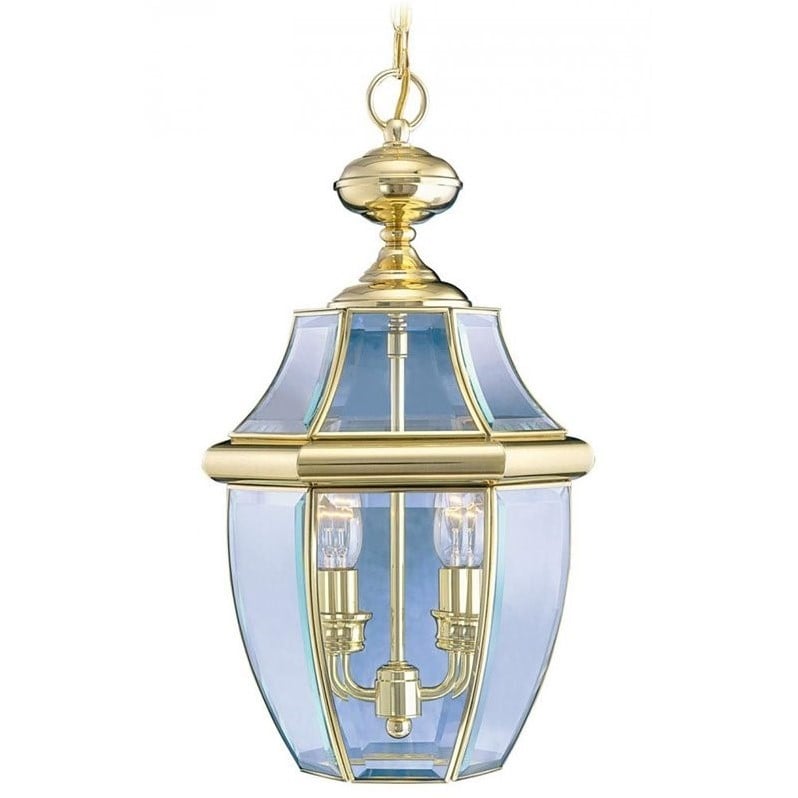 Livex Lighting Monterey 2 Light Outdoor Chain Hang in Polished Brass