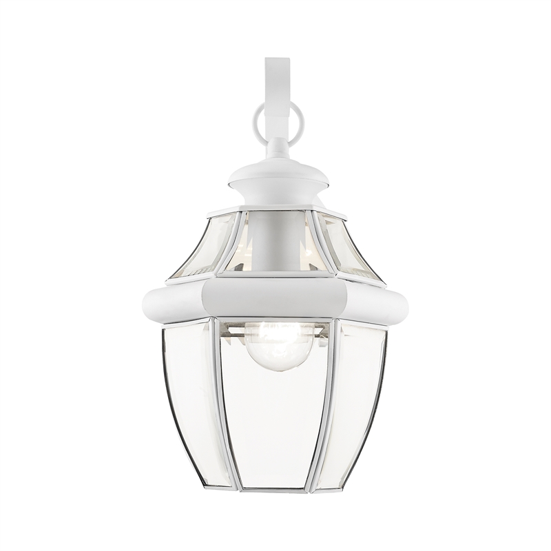 Livex Lighting Monterey 1-Light 100W Brass Outdoor Wall Lantern in White